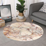 Brown Beige Marble Print Round Rug