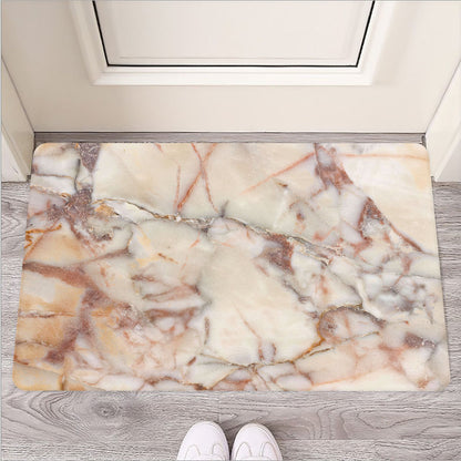 Brown Beige Marble Print Rubber Doormat