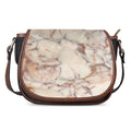 Brown Beige Marble Print Saddle Bag