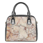 Brown Beige Marble Print Shoulder Handbag