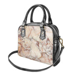 Brown Beige Marble Print Shoulder Handbag