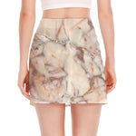 Brown Beige Marble Print Side Slit Mini Skirt