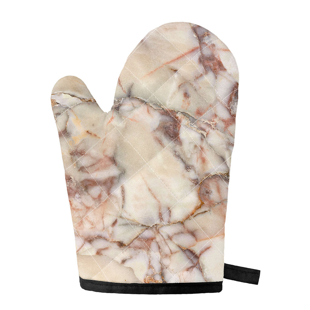 Brown Beige Marble Print Single Oven Mitt
