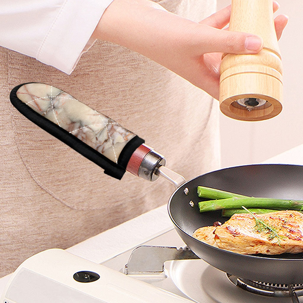 Brown Beige Marble Print Skillet Handle Cover