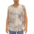 Brown Beige Marble Print Sleeveless Baseball Jersey
