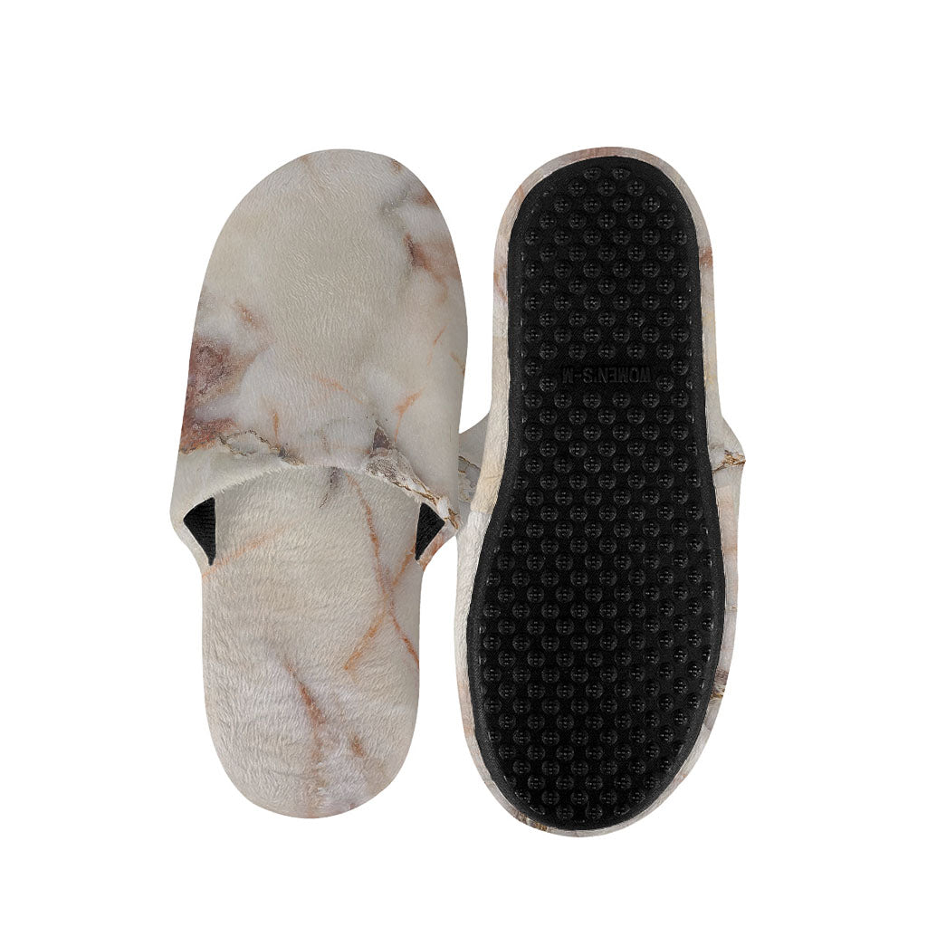 Brown Beige Marble Print Slippers