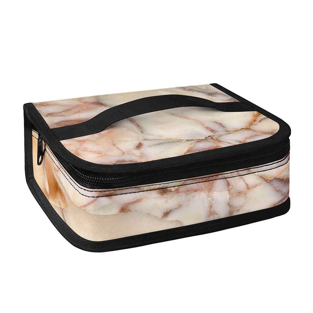 Brown Beige Marble Print Small Lunch Bag