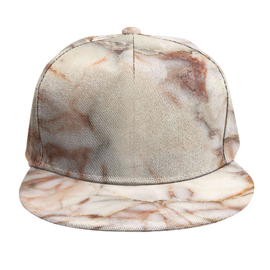 Brown Beige Marble Print Snapback Cap