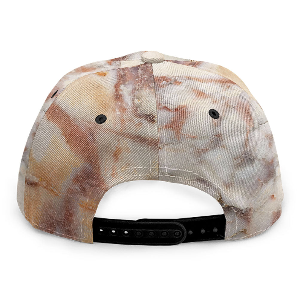 Brown Beige Marble Print Snapback Cap