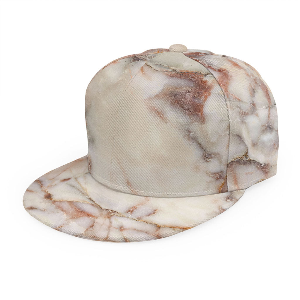 Brown Beige Marble Print Snapback Cap