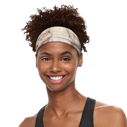 Brown Beige Marble Print Sports Headband