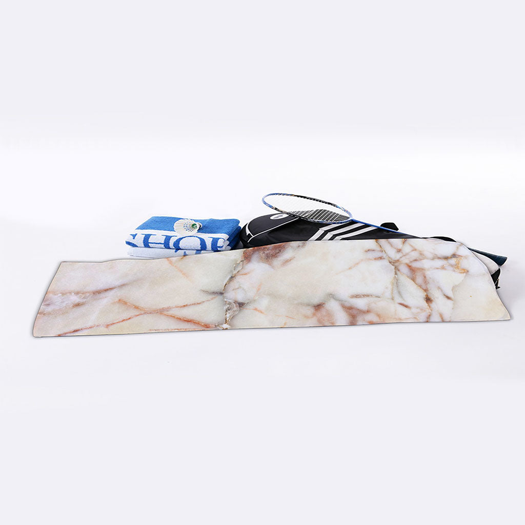 Brown Beige Marble Print Sports Towel