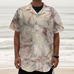 Brown Beige Marble Print Textured Short Sleeve Shirt