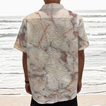 Brown Beige Marble Print Textured Short Sleeve Shirt