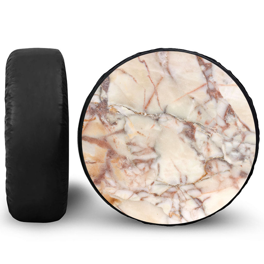 Brown Beige Marble Print Tire Cover