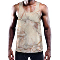 Brown Beige Marble Print Men's Workout Tank Top