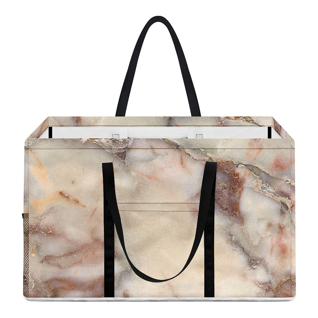 Brown Beige Marble Print Utility Tote Bag