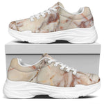 Brown Beige Marble Print White Chunky Shoes