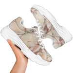 Brown Beige Marble Print White Chunky Shoes