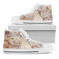 Brown Beige Marble Print White High Top Sneakers