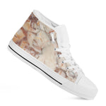 Brown Beige Marble Print White High Top Sneakers