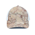 Brown Beige Marble Print White Mesh Trucker Cap
