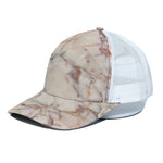 Brown Beige Marble Print White Mesh Trucker Cap