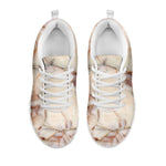 Brown Beige Marble Print White Running Shoes