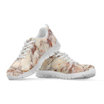 Brown Beige Marble Print White Running Shoes