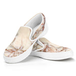 Brown Beige Marble Print White Slip On Sneakers