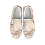 Brown Beige Marble Print White Slip On Sneakers