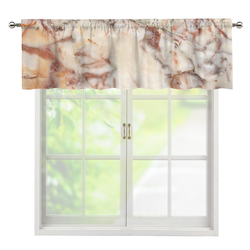 Brown Beige Marble Print Window Valance
