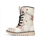 Brown Beige Marble Print Winter Boots