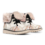 Brown Beige Marble Print Winter Boots