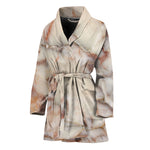 Brown Beige Marble Print Women's Bathrobe