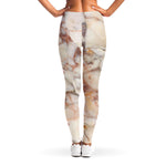 Brown Beige Marble Print Women's Leggings