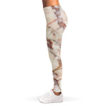 Brown Beige Marble Print Women's Leggings