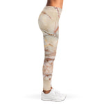 Brown Beige Marble Print Women's Leggings