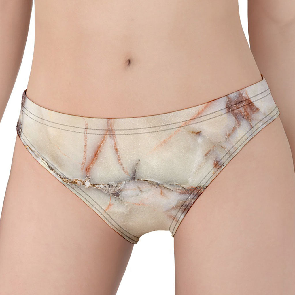Brown Beige Marble Print Women's Panties