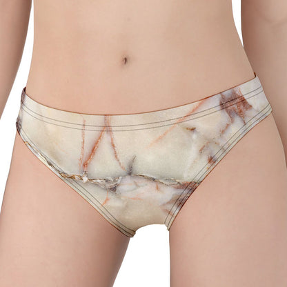 Brown Beige Marble Print Women's Panties