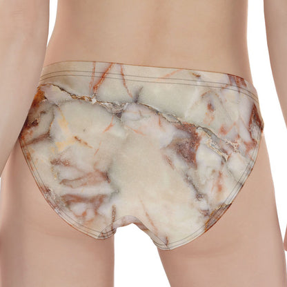 Brown Beige Marble Print Women's Panties