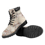 Brown Beige Marble Print Work Boots