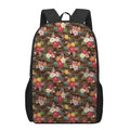 Brown Camo Hibiscus Flower Print 17 Inch Backpack