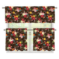 Brown Camo Hibiscus Flower Print 3 Piece Kitchen Curtains