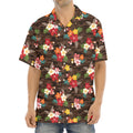 Brown Camo Hibiscus Flower Print Aloha Shirt