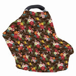 Brown Camo Hibiscus Flower Print Baby Seat Cover