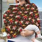 Brown Camo Hibiscus Flower Print Baby Seat Cover