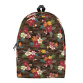 Brown Camo Hibiscus Flower Print School Backpack