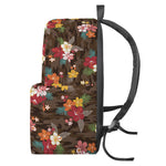Brown Camo Hibiscus Flower Print Backpack