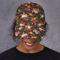 Brown Camo Hibiscus Flower Print Baseball Cap